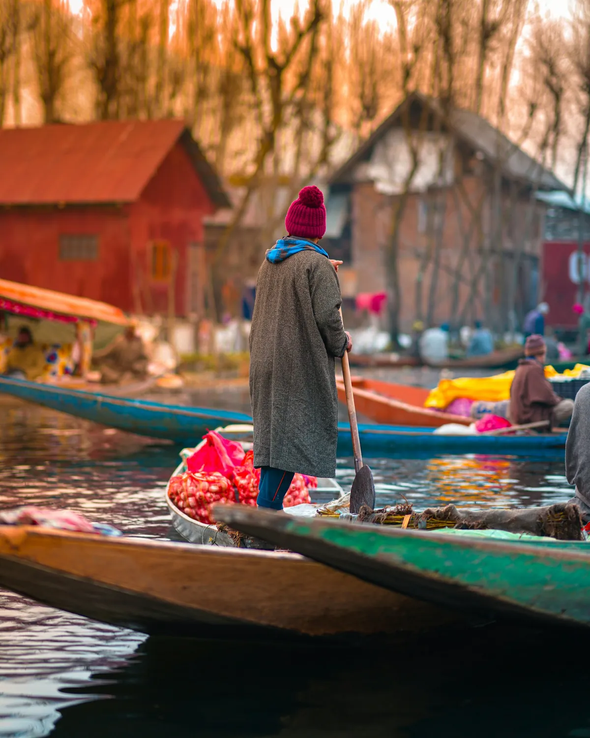 A flower seller's shikara on Dal Lake, Srinagar