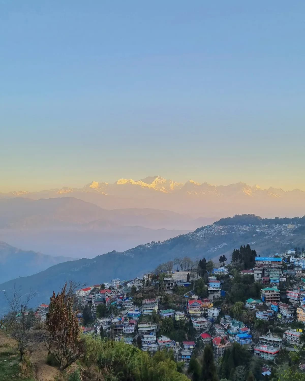 Darjeeling's hillside town below the Kanchenjunga range