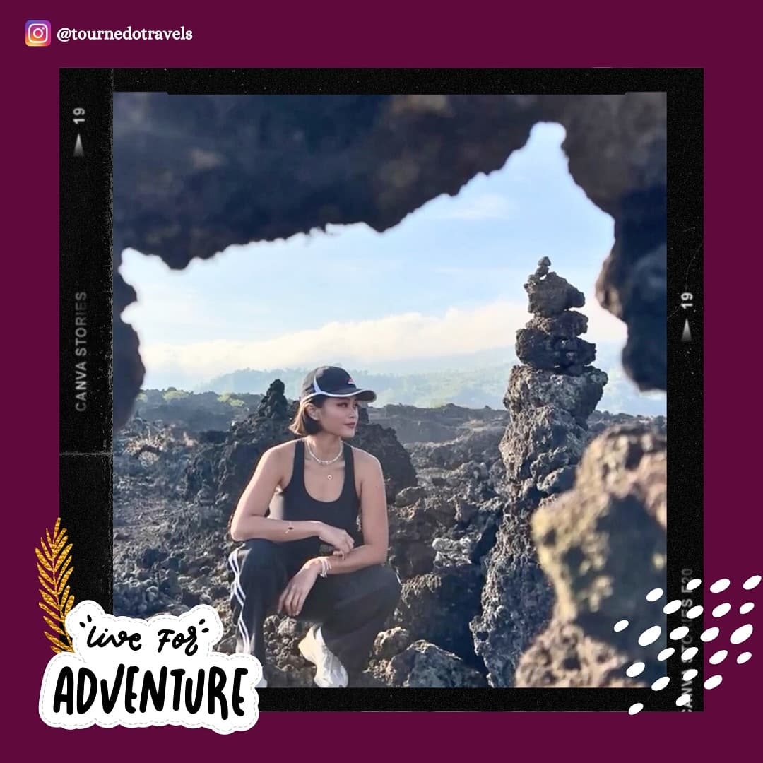 Among the black lava rocks of Mt Batur, Bali