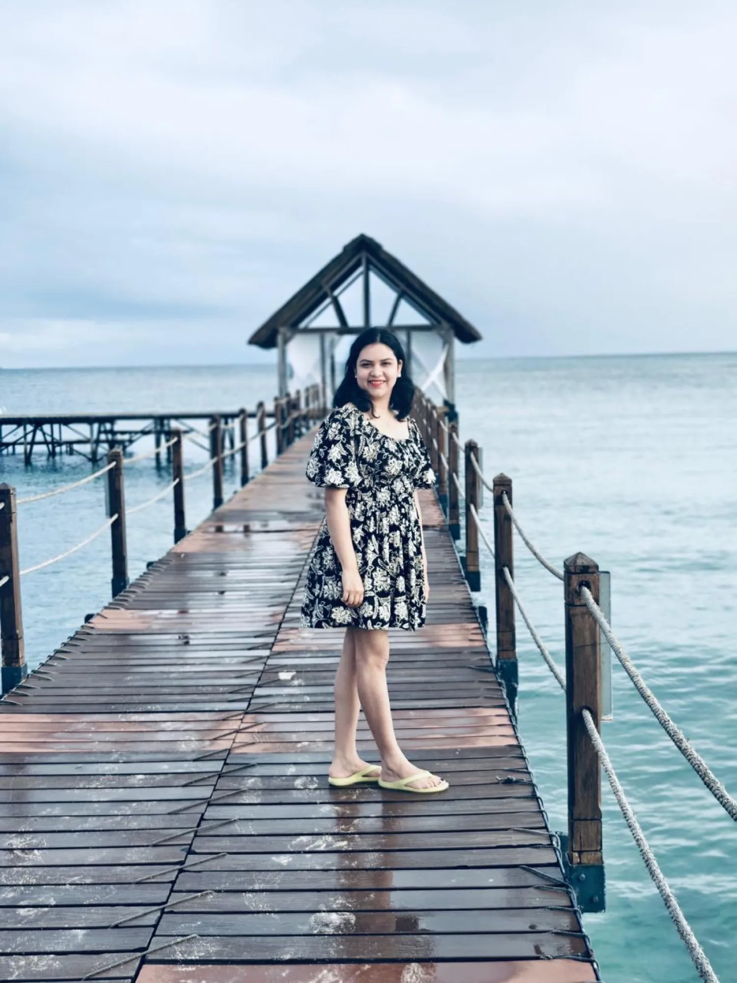 On a wooden pier over the sea, Mauritius