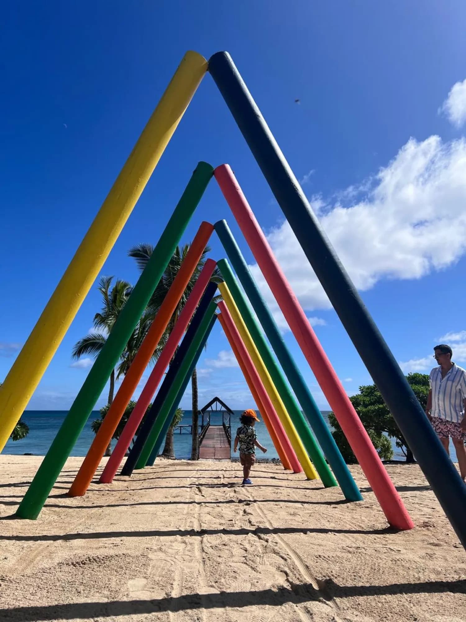 Rainbow arches on the beach, Mauritius