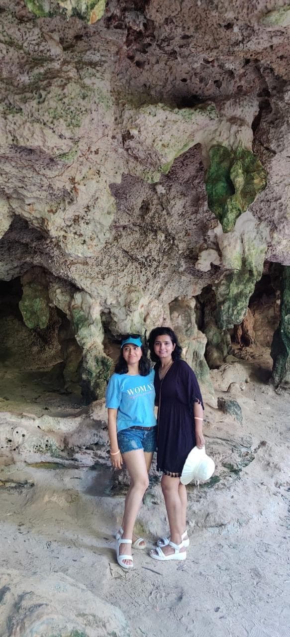 Two friends in a limestone cave, Krabi