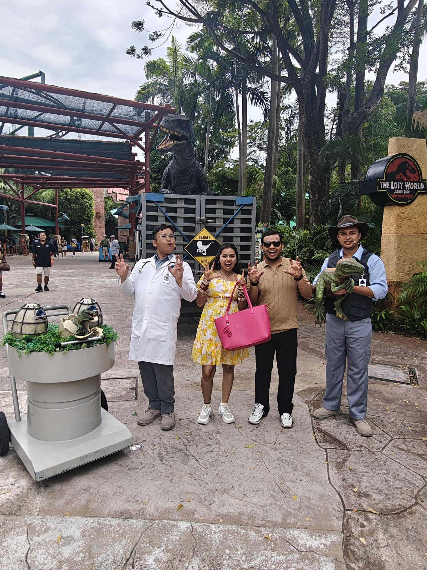 A group at the Jurassic Park zone, Universal Studios Singapore