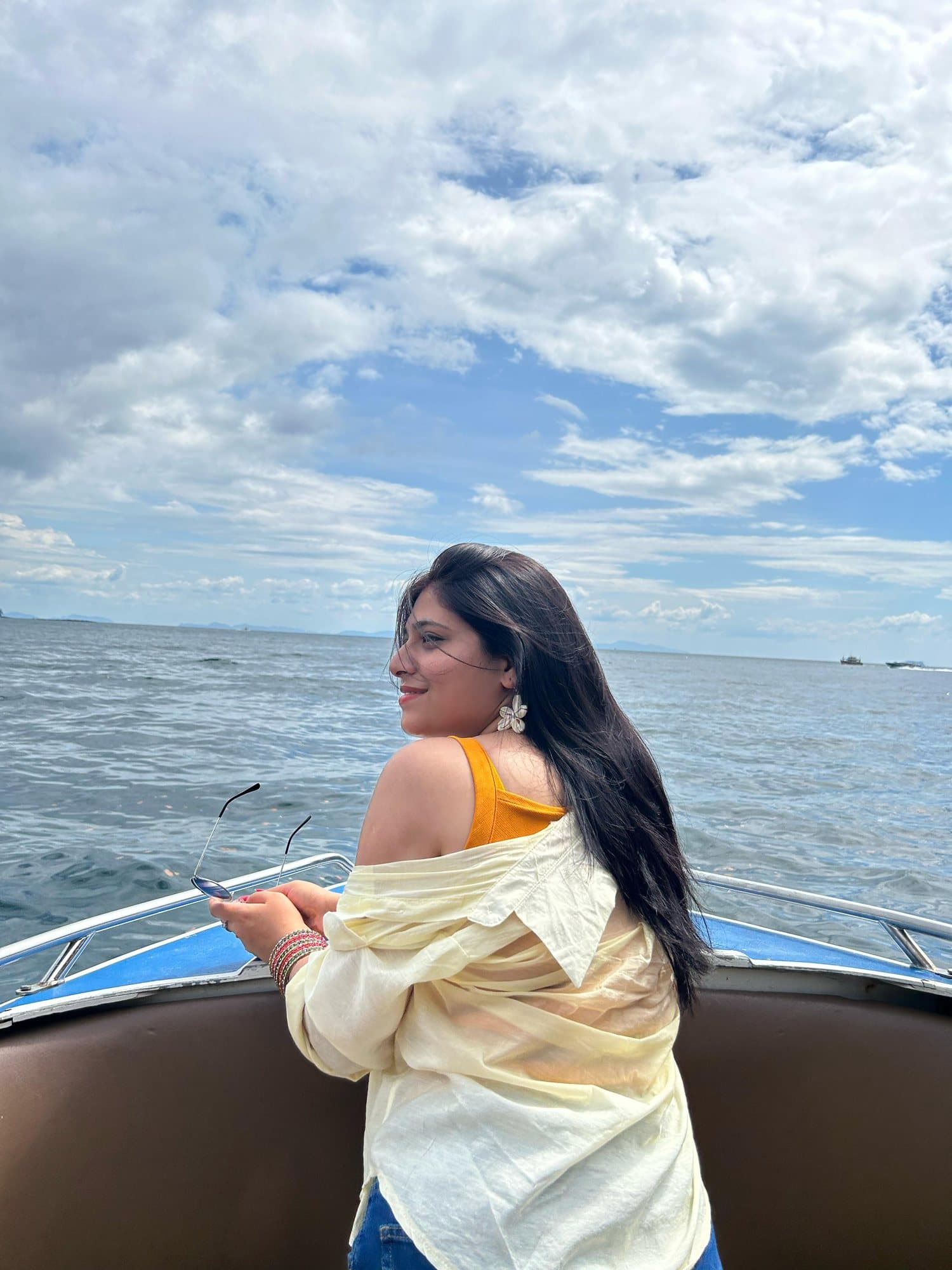 Looking out to sea from the bow of a boat, Thailand