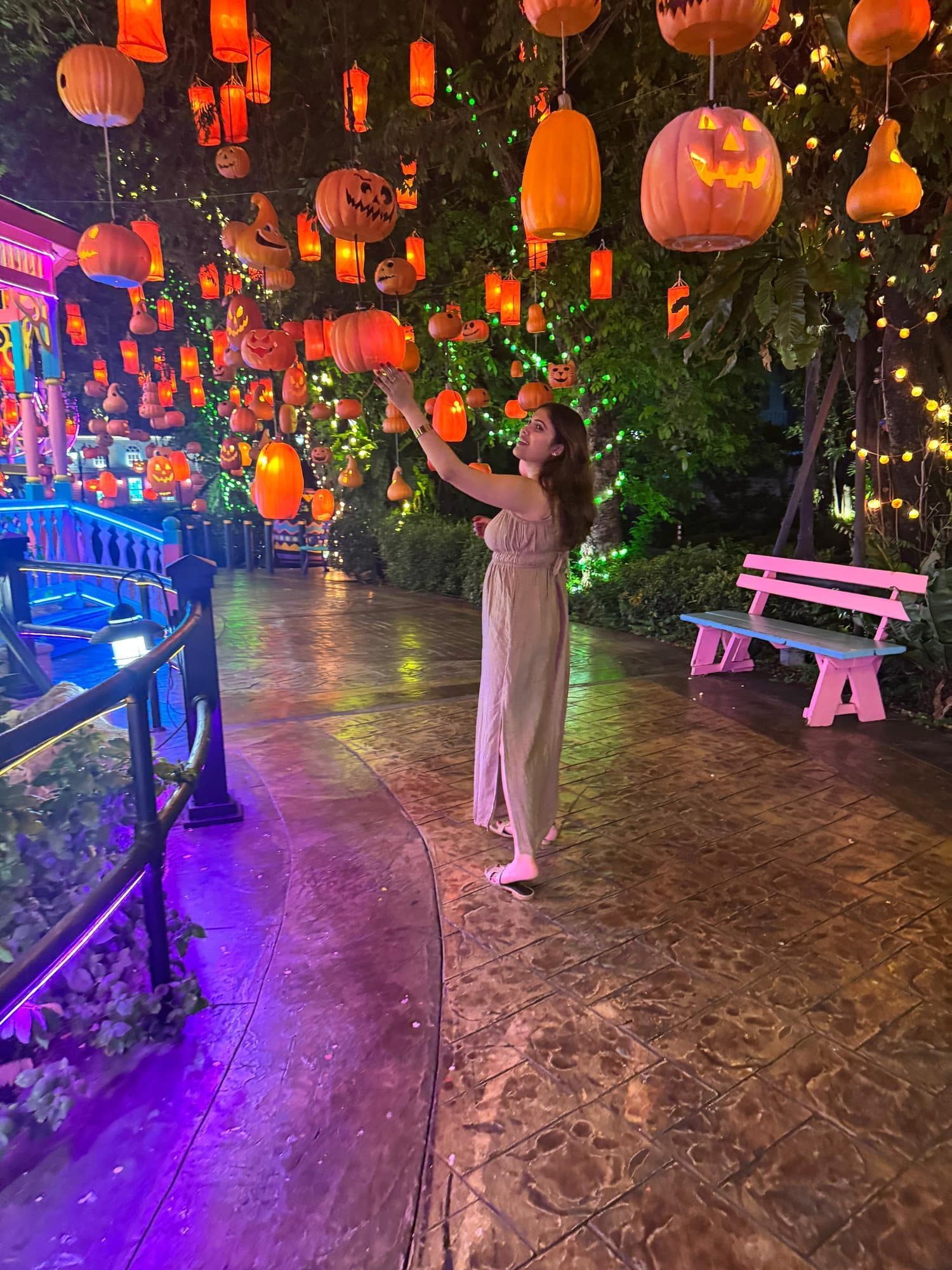 Among glowing lanterns at night, Thailand