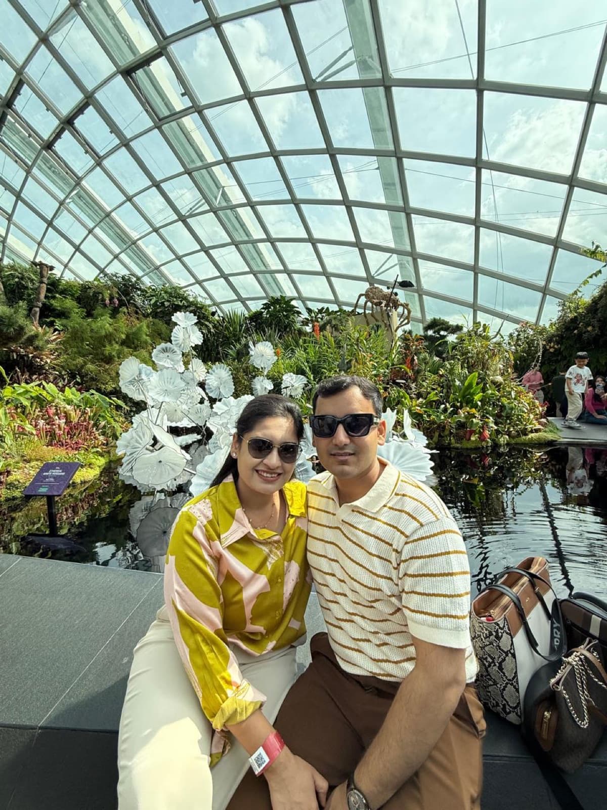 A couple inside the Flower Dome at Gardens by the Bay