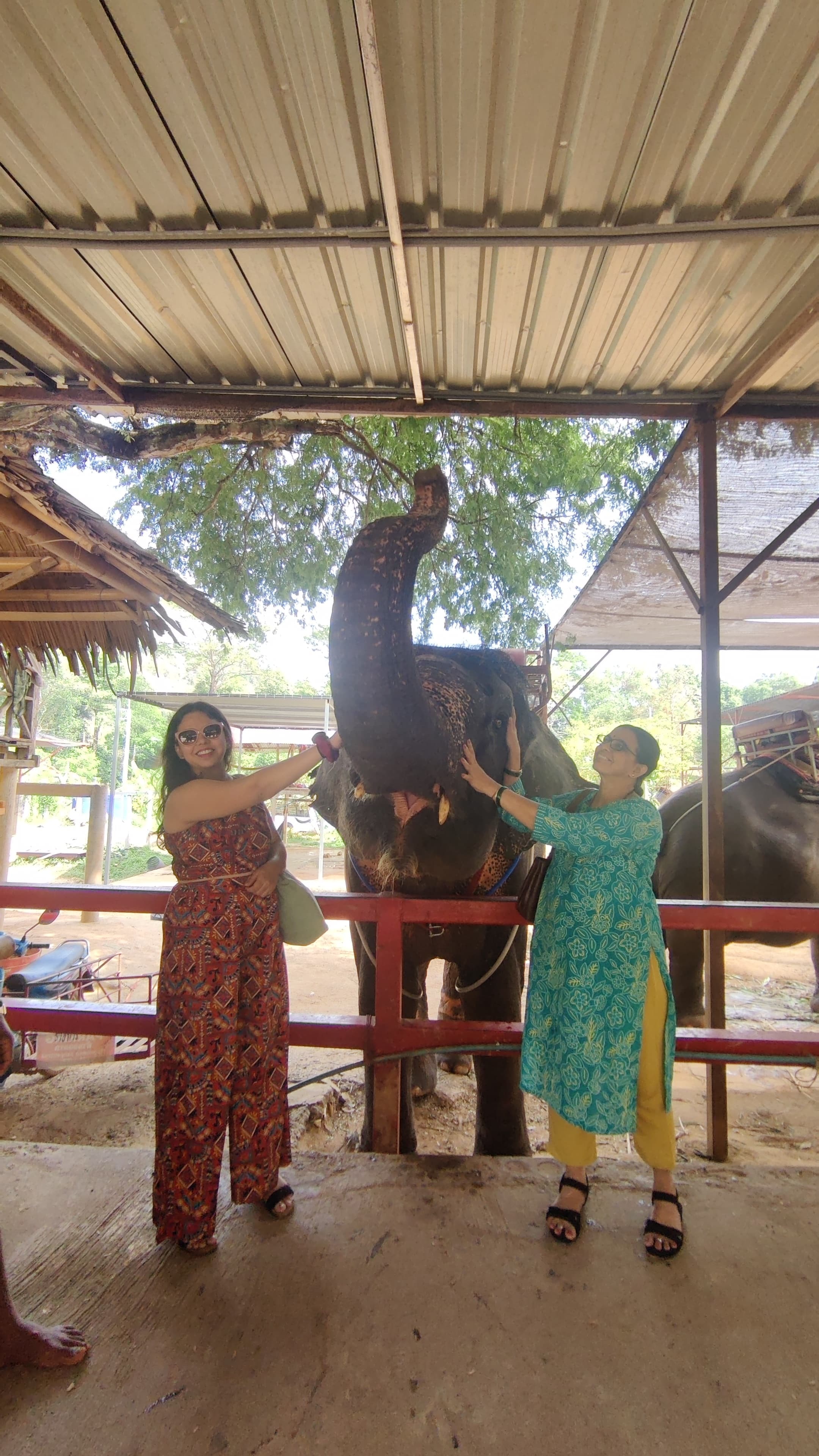 A mother and daughter at an elephant sanctuary in Phuket