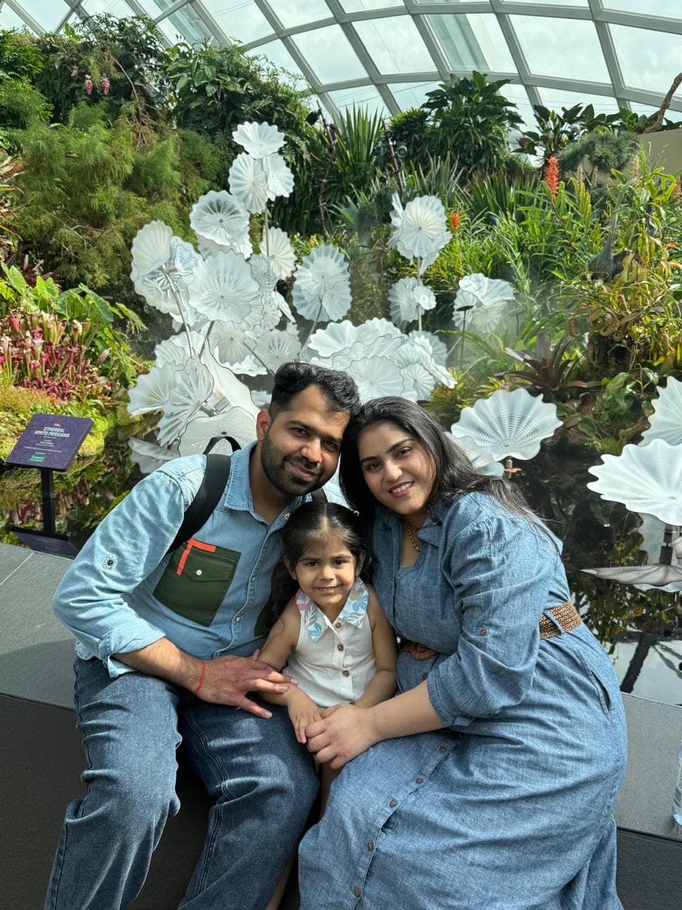 Parents with their little one in the Flower Dome, Gardens by the Bay