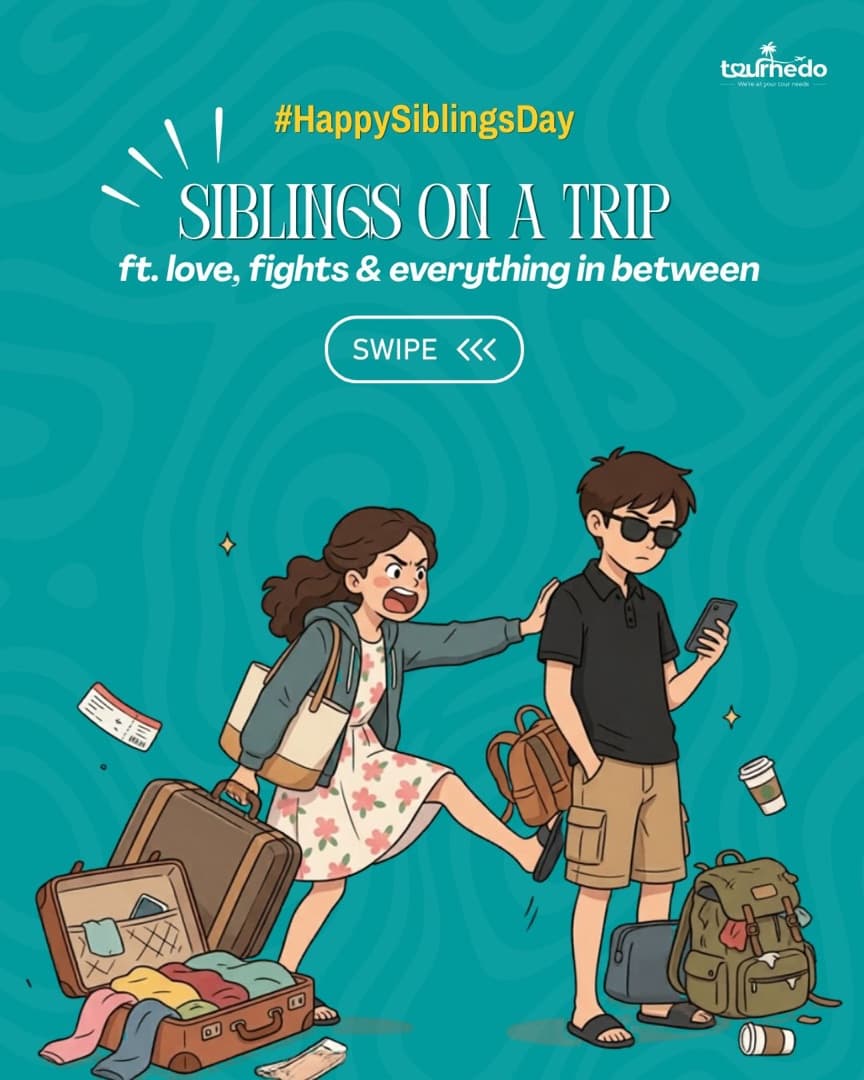 Instagram post: Siblings on a trip