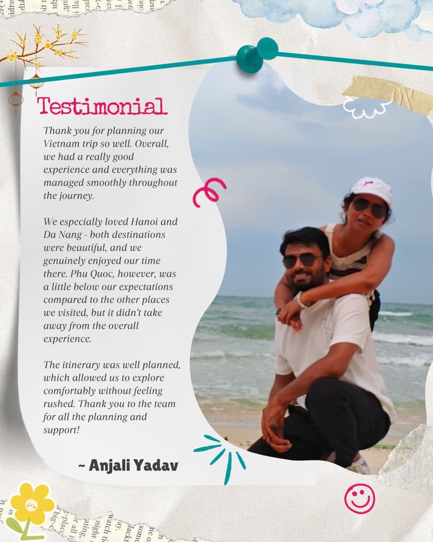 Instagram post: Anjali Yadav's review of a Vietnam trip